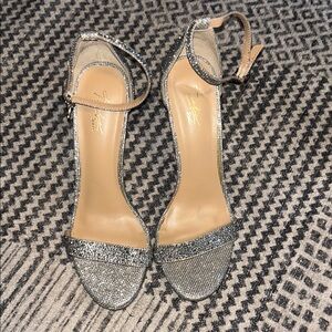 Thalia Sodi Silver Stiletto Heels with Ankle Strap